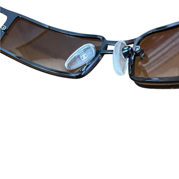 *RARE* CHANEL 4073 Y2K CC LOGO SILVER FRAME THIN AMBER LENS VINTAGE SUNGLASSES - Picture 7 of 11